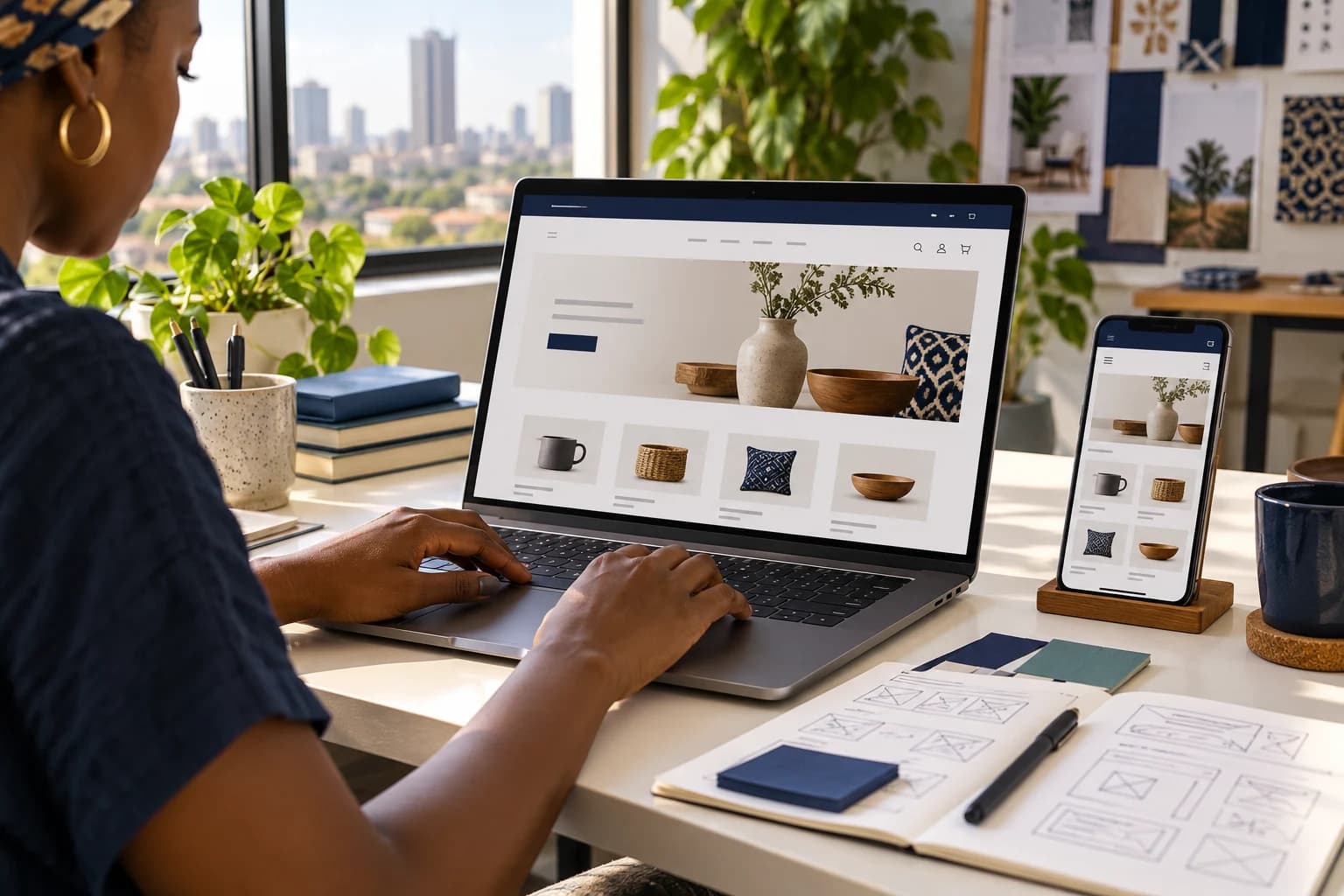 A website being reviewed on a laptop and smartphone