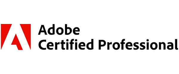 Adobe Certified Professional digital marketing certification badge featuring red Adobe 'A' logo