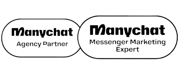 Manychat Agency Partner and Messenger Marketing Expert dual certification badges for chatbot marketing